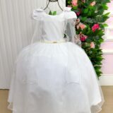 Vestido Infantil Longo Banana Club Diamante Branco