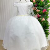 Vestido Infantil Longo Banana Club Diamante Branco