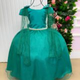 Vestido Infantil Longo Banana Club Diamante Verde Jade