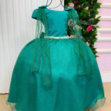 Vestido Infantil Longo Banana Club Diamante Verde Jade