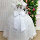 Vestido Infantil Longo Banana Club Diamante Branco