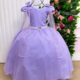 Vestido Infantil Longo Banana Club Diamante Lilás