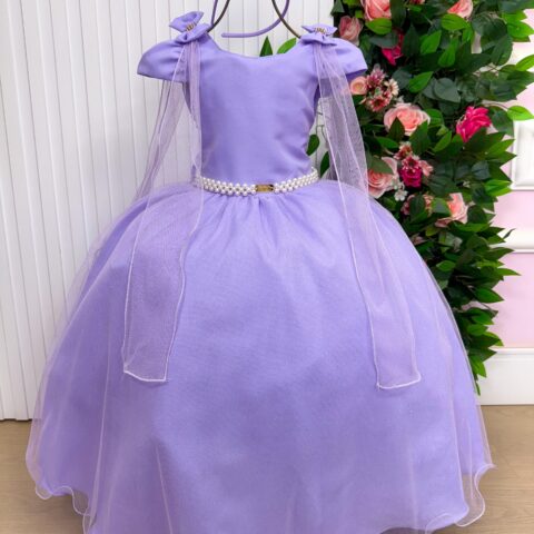 Vestido Infantil Longo Banana Club Diamante Lilás