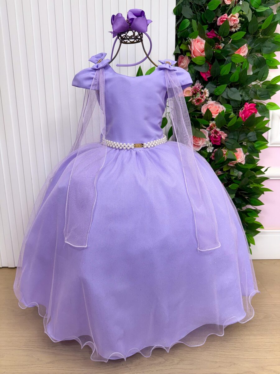 Vestido Infantil Longo Banana Club Diamante Lilás