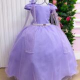 Vestido Infantil Longo Banana Club Diamante Lilás