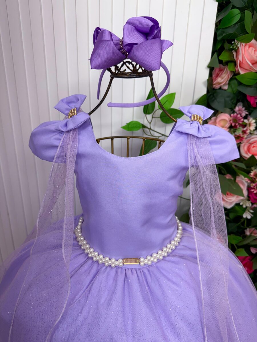 Vestido Infantil Longo Banana Club Diamante Lilás