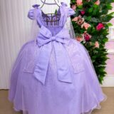 Vestido Infantil Longo Banana Club Diamante Lilás