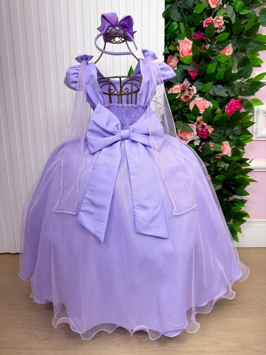 Vestido Infantil Longo Banana Club Diamante Lilás