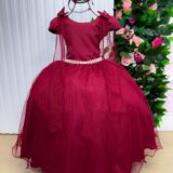 Vestido Infantil Longo Banana Club Diamante Marsala