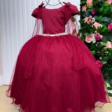 Vestido Infantil Longo Banana Club Diamante Marsala