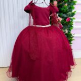 Vestido Infantil Longo Banana Club Diamante Marsala