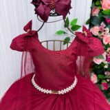 Vestido Infantil Longo Banana Club Diamante Marsala