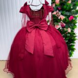 Vestido Infantil Longo Banana Club Diamante Marsala