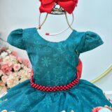 Vestido Infantil Verde Bandeira Ursinhos Festa de Natal