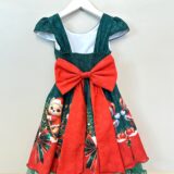 Vestido Infantil Verde Bandeira Ursinhos Festa de Natal