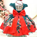 Vestido Infantil Verde Bandeira Ursinhos Festa de Natal