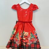 Vestido Infantil Vermelho Ursinhos Festa de Natal