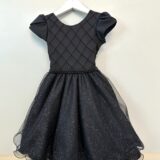 Vestido Infantil de Festa Preto Busto Nervura Daminha