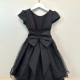 Vestido Infantil de Festa Preto Busto Nervura Daminha