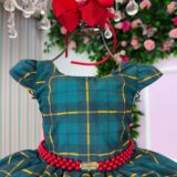 Vestido Infantil Natal Banana Club Brilho de Neve Verde