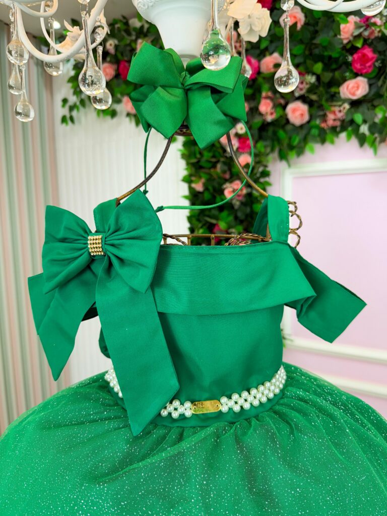 Vestido Infantil Natal Banana Club Jessica Verde Tule