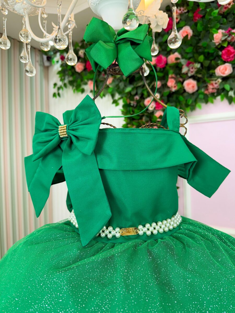 Vestido Infantil Natal Banana Club Jessica Verde Tule