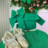 Vestido Infantil Natal Banana Club Jessica Verde Tule