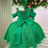 Vestido Infantil Natal Banana Club Jessica Verde Tule