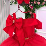 Vestido Infantil Natal Banana Club Jessica Vermelho Tule