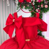 Vestido Infantil Natal Banana Club Jessica Vermelho Tule