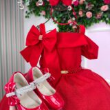Vestido Infantil Natal Banana Club Jessica Vermelho Tule