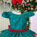 Vestido Infantil Natal Banana Club Teddy Natalino Verde