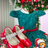 Vestido Infantil Natal Banana Club Teddy Natalino Verde