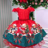 Vestido Infantil Natal Banana Club Teddy Natalino Vermelho