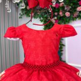 Vestido Infantil Natal Banana Club Teddy Natalino Vermelho