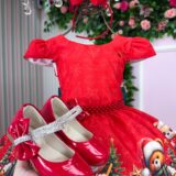 Vestido Infantil Natal Banana Club Teddy Natalino Vermelho