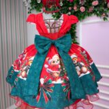 Vestido Infantil Natal Banana Club Teddy Natalino Vermelho
