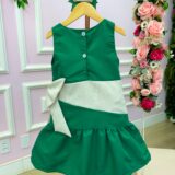 Vestido Infantil Blogueirinha Natal Rafa Verde Faixa Prata