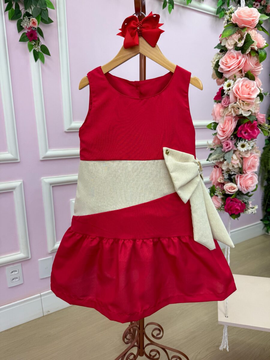 Vestido Infantil Blogueirinha Natal Rafa Vermelho