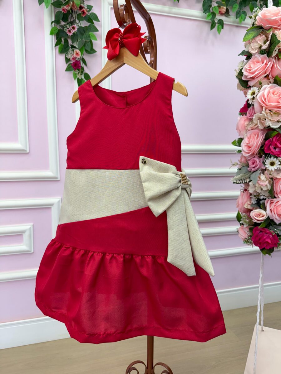 Vestido Infantil Blogueirinha Natal Rafa Vermelho