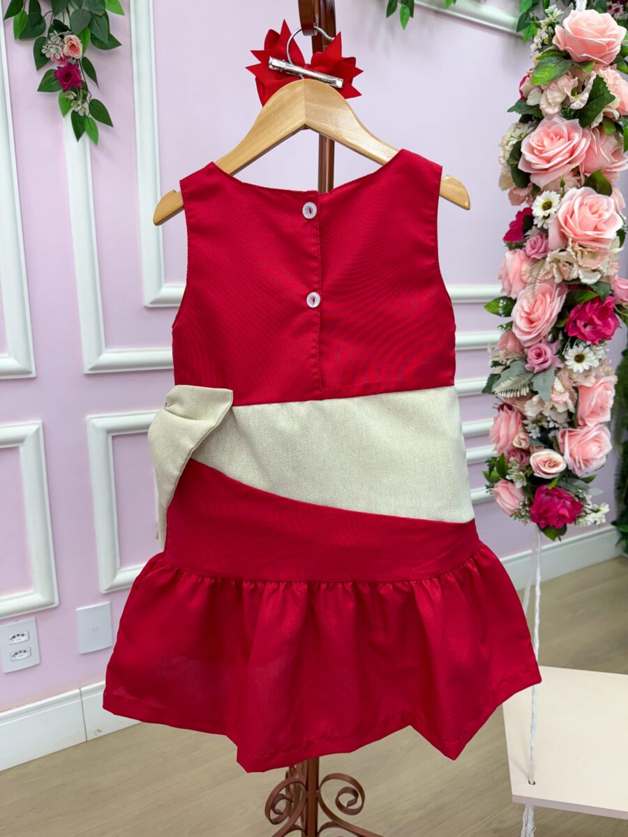 Vestido Infantil Blogueirinha Natal Rafa Vermelho