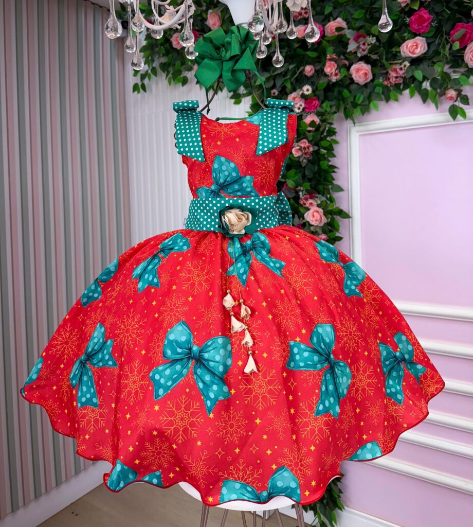 Vestido Infantil Marie Alegria de Natal Vermelho