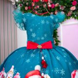 Vestido Infantil Marie Floco de Neve Verde Natal