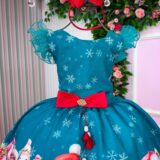 Vestido Infantil Marie Floco de Neve Verde Natal