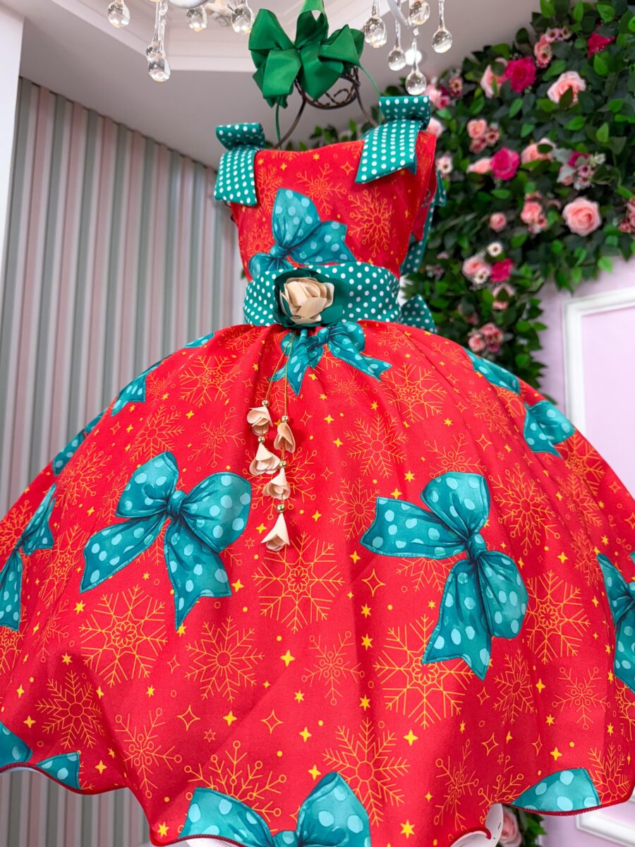 Vestido Infantil Marie Alegria de Natal Vermelho