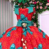 Vestido Infantil Marie Alegria de Natal Vermelho