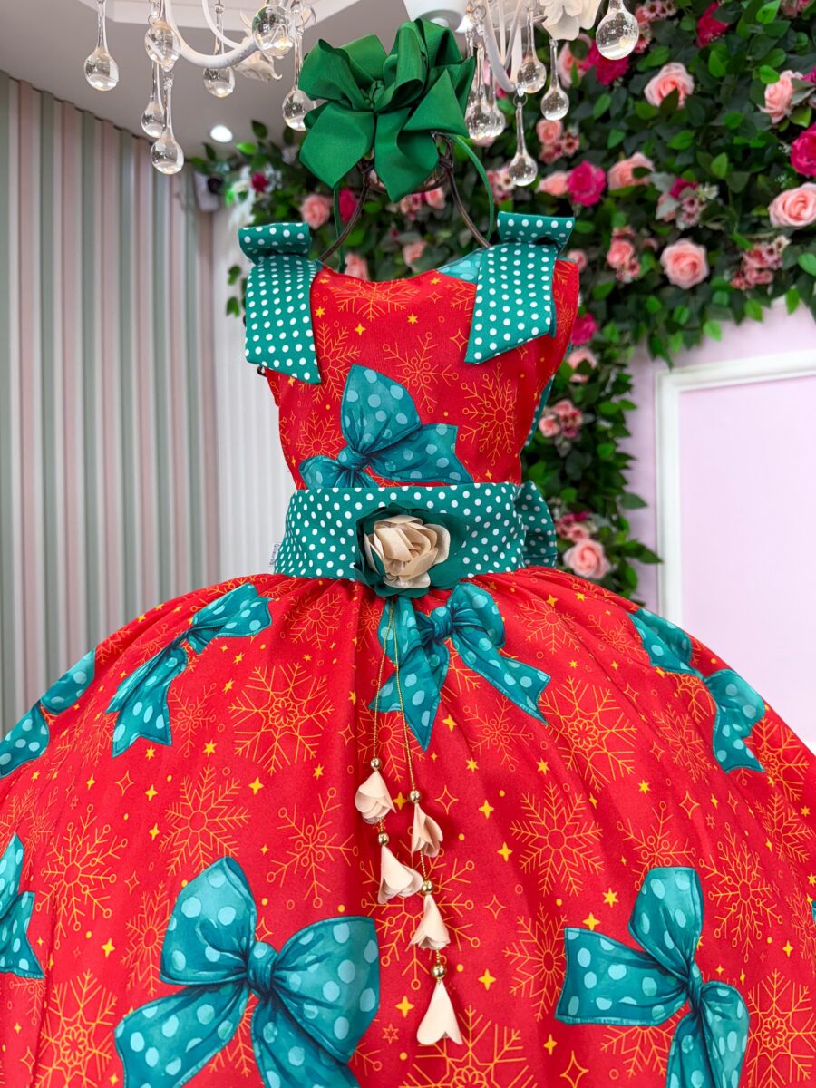 Vestido Infantil Marie Alegria de Natal Vermelho
