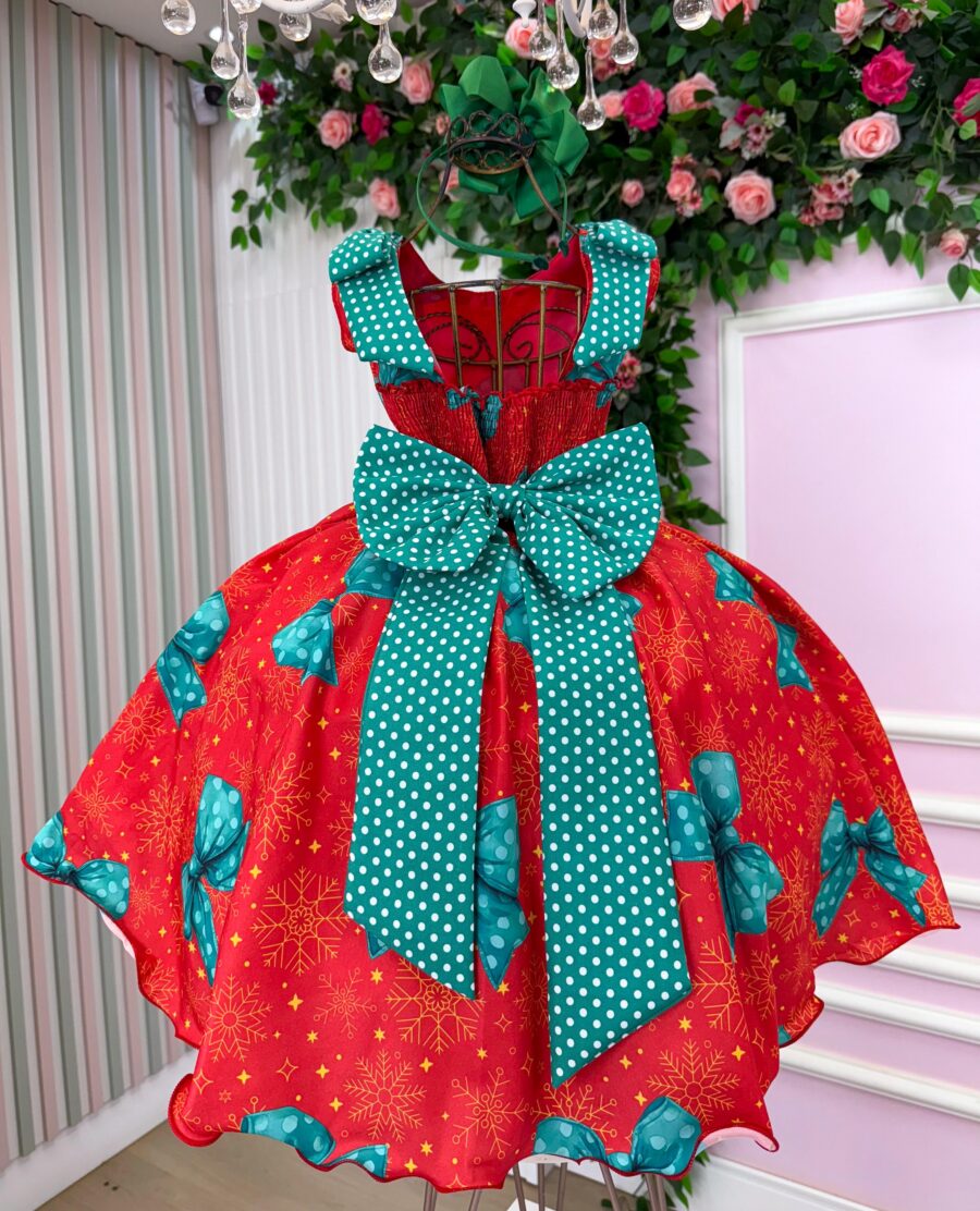 Vestido Infantil Marie Alegria de Natal Vermelho