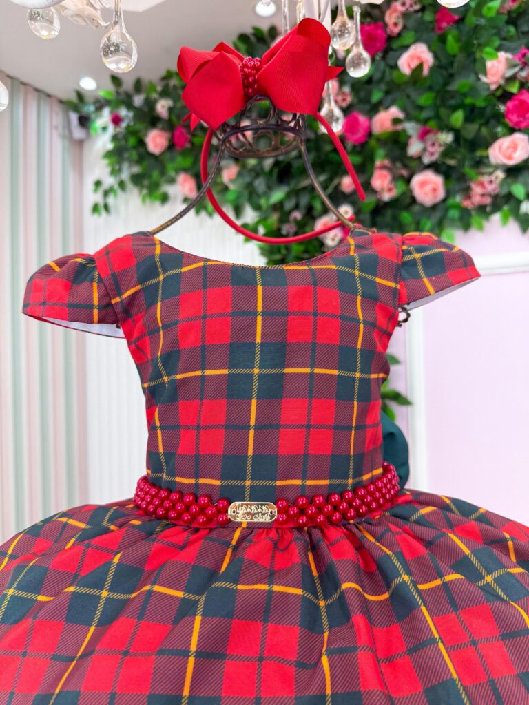 Vestido Infantil Natal Banana Club Ursinho Natalino Vermelho
