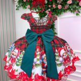 Vestido Infantil Natal Banana Club Ursinho Natalino Vermelho